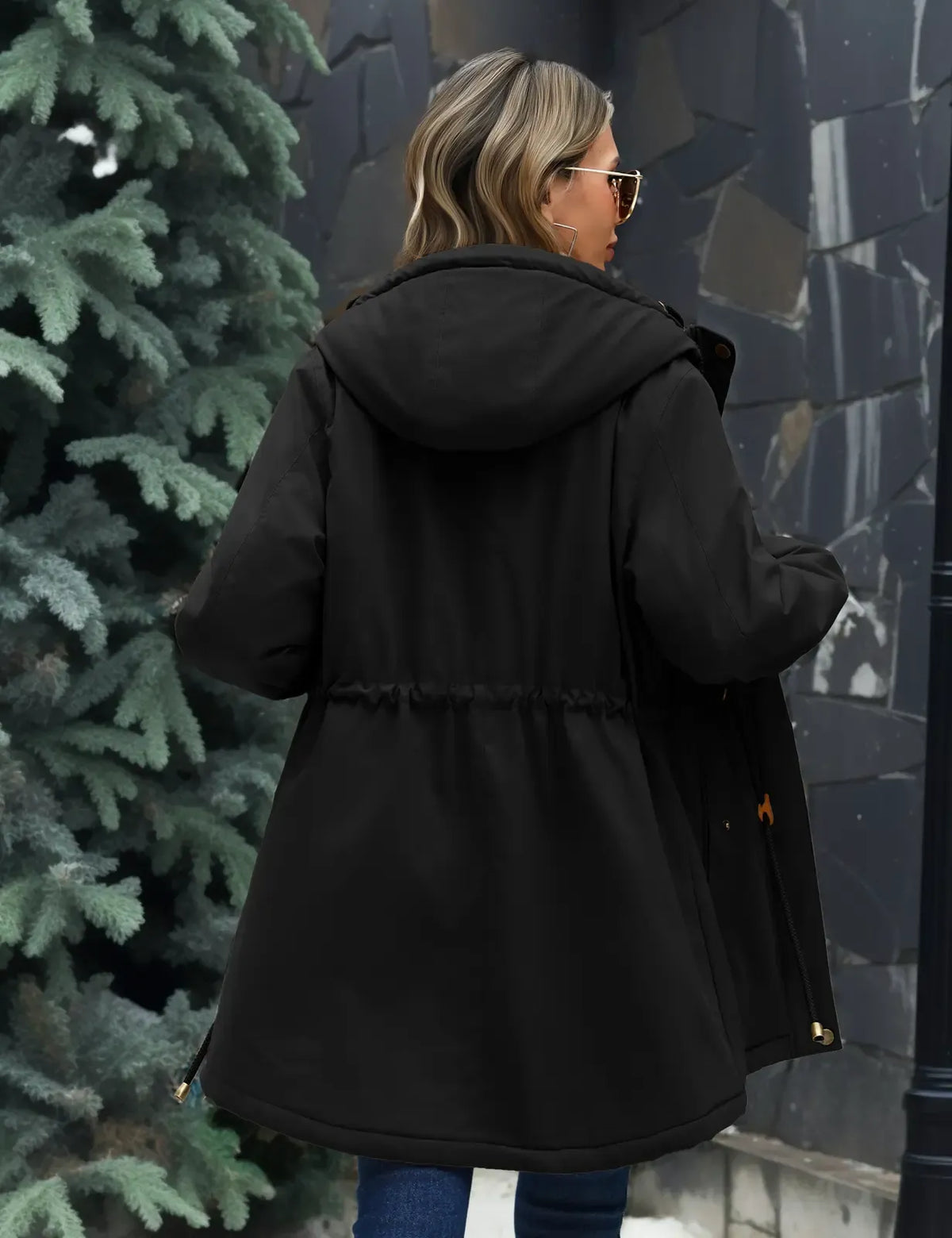 Women's Fleece Parka Jacket, Hooded, Long Warm