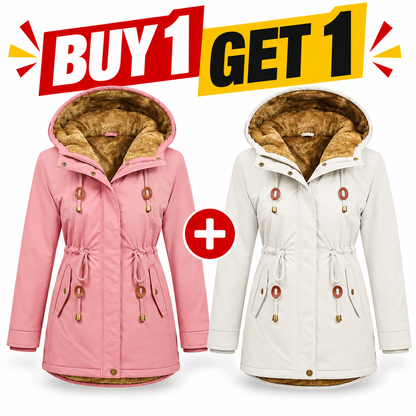 Women's Fleece Parka Jacket, Hooded, Long Warm