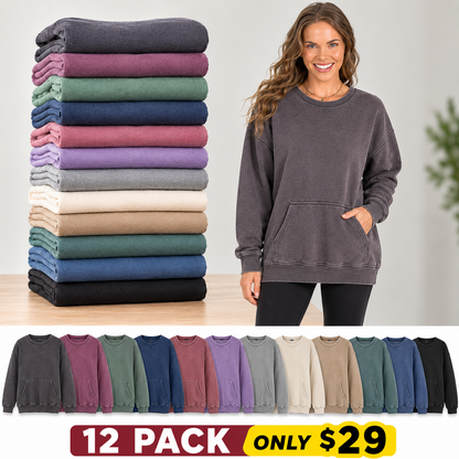 Hoodless V-neck Sweatshirt With Kangaroo Pocket Fleece Longsleeve Oversized Casual Style Shirt
