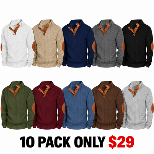Men's Jacquard Stand Collar Henley Shirt