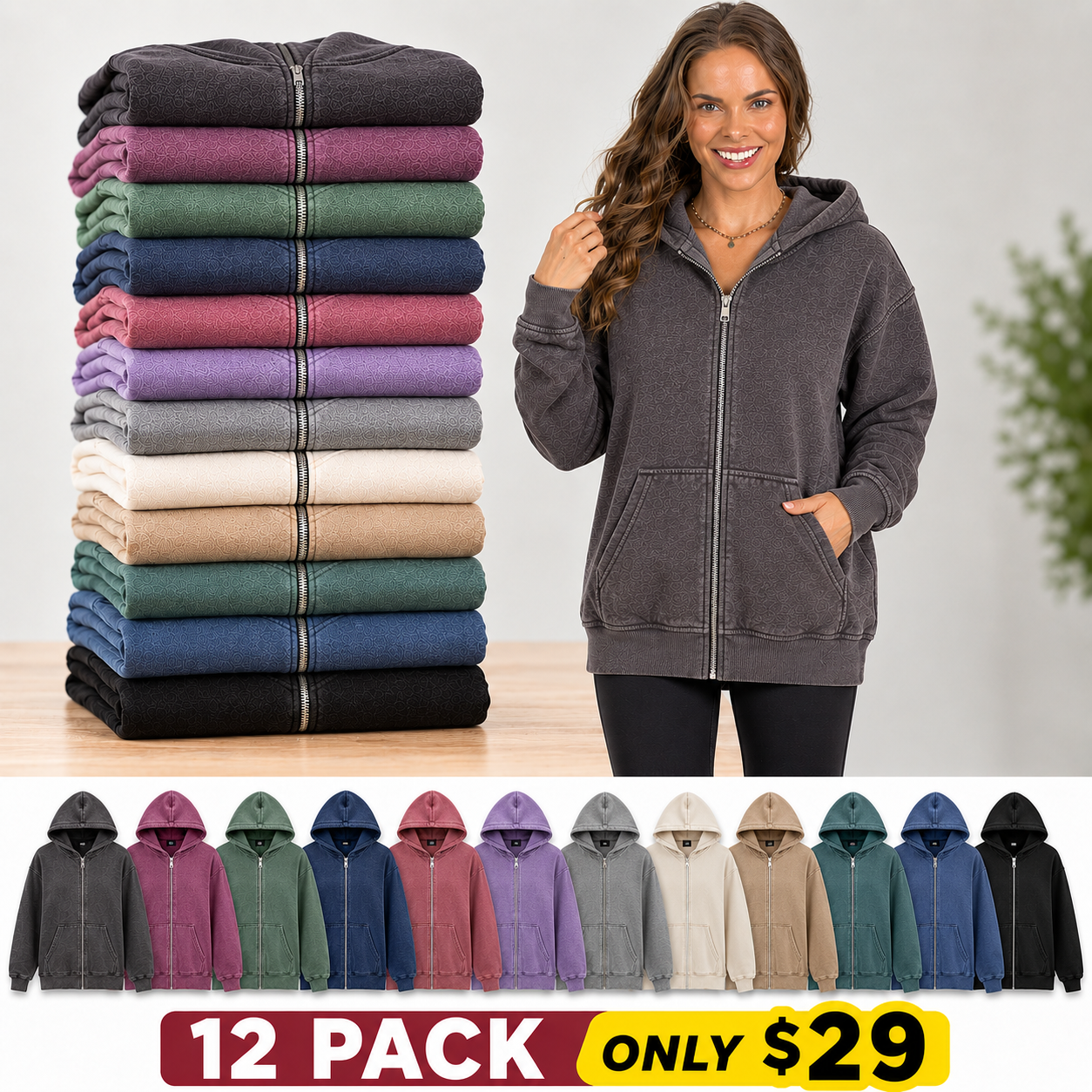 Hoodless V-neck Sweatshirt With Kangaroo Pocket Fleece Longsleeve Oversized Casual Style Shirt