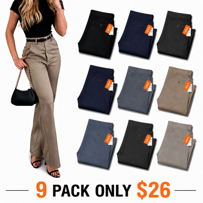 👍🔥Limited-Time Promotion-High Waisted Plicated Side Pocket Straight Leg Work Pants