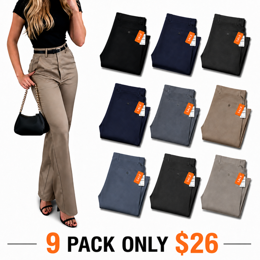 👍🔥Limited-Time Promotion-High Waisted Plicated Side Pocket Straight Leg Work Pants