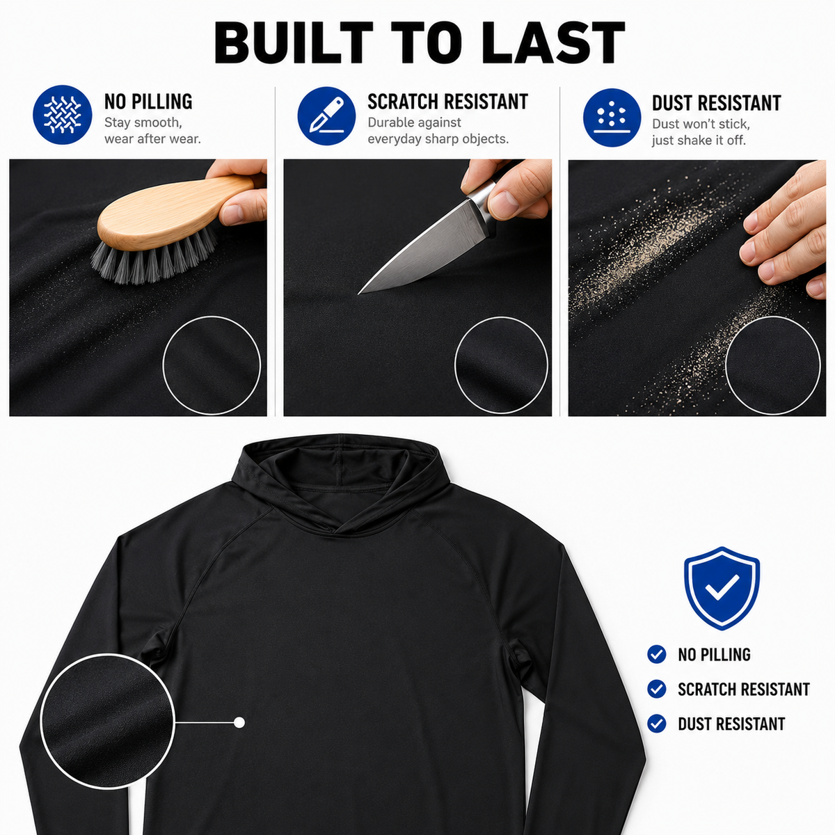 UPF 50+ Long-Sleeve Sun-Protection Hoodie (with Sleeve Pocket and Face Mask)