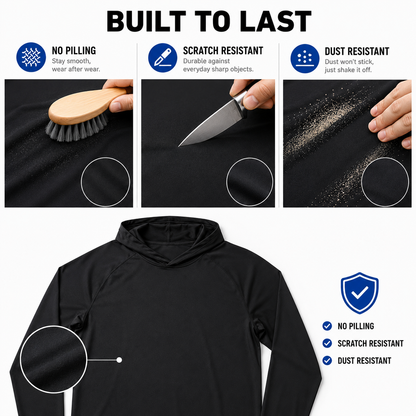 UPF 50+ Long-Sleeve Sun-Protection Hoodie (with Sleeve Pocket and Face Mask)