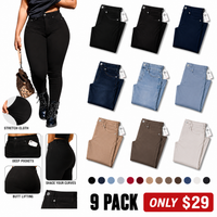 9-PACK ONLY $29-(Black + Jet Black + Navy Blue + Dark Denim Blue + Light Denim Blue + Dusty Blue + Khaki + Brown + Ivory)