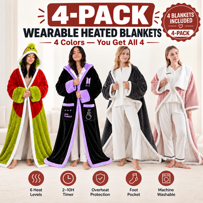 Pink cat🔥Wearable Heated Blanket with Foot Pocket Sherpa🔥Overheat Protection & Auto Shut-Off