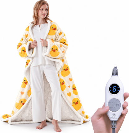 🔥Wearable Heated Blanket with Foot Pocket Sherpa🔥Overheat Protection & Auto Shut-Off
