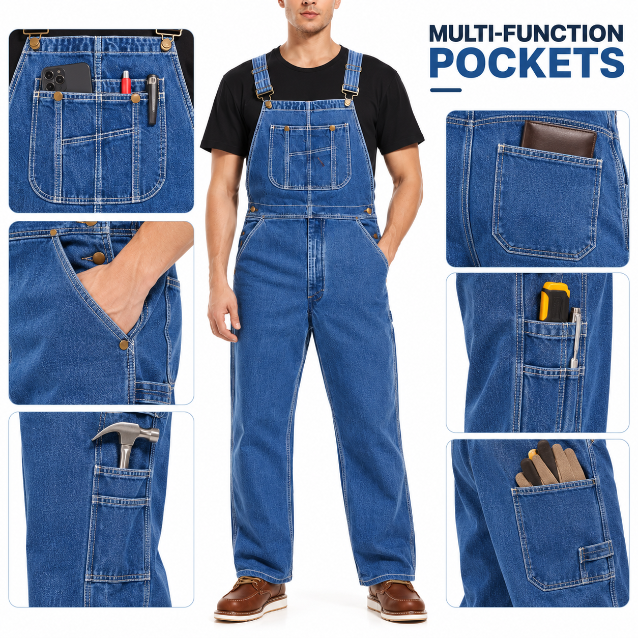 👍🔥Limited-Time Promotion-Denim bib overalls