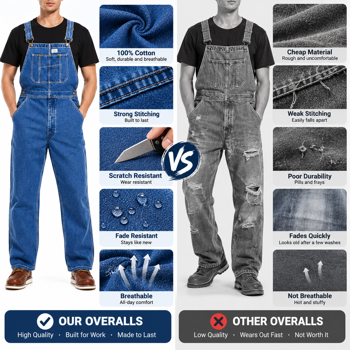 👍🔥Limited-Time Promotion-Denim bib overalls